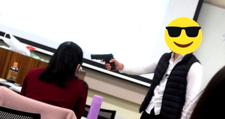 Japanese Teacher Keeps Students Awake By Pointing a Realistic Toy Pistol At Them