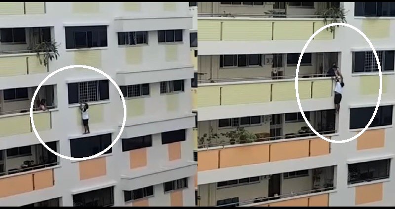 Woman Saves Domestic Helper Hanging on Building for Dear Life in Singapore