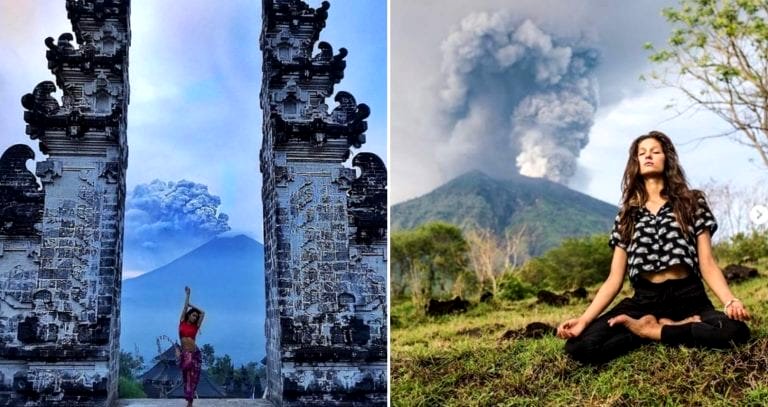 Tourists Take Epic Instagram Photos as Locals Flee Erupting Volcano in Bali