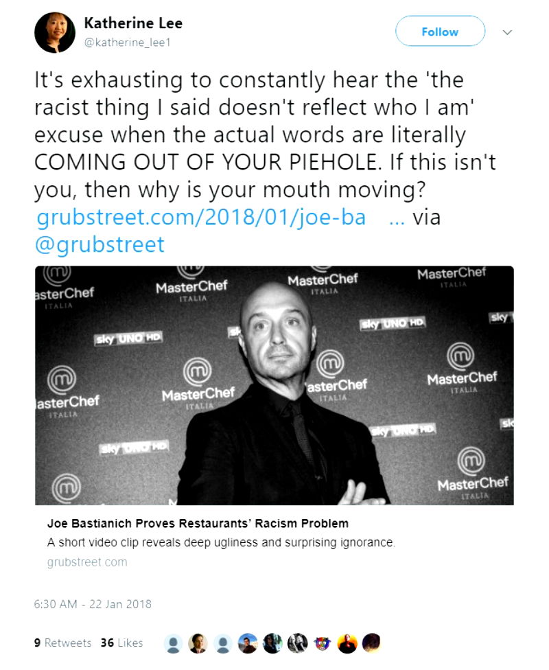 chef joe bastianich racist 