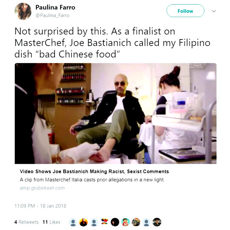 chef joe bastianich racist 