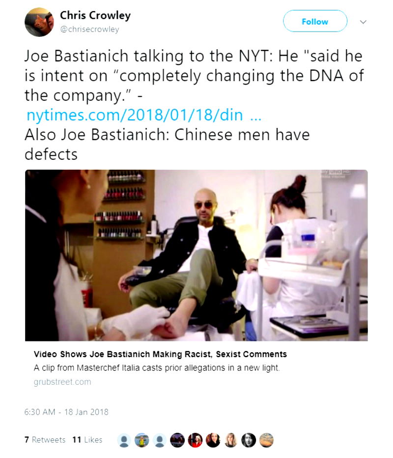 chef joe bastianich racist 