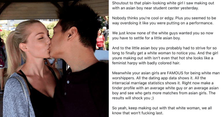Racist UCI Student Can’t Stand Seeing a White Woman Kissing an Asian Man