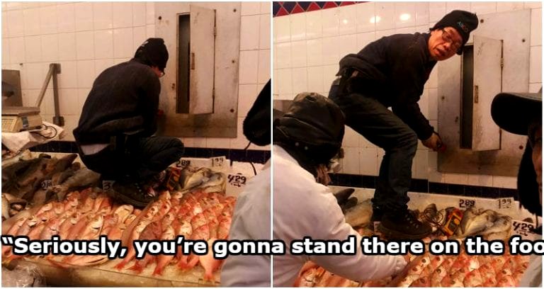 Repair Man in NYC Chinatown DGAF About Fish