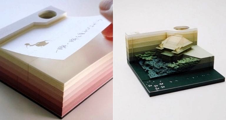 Japanese Stationery Pad Reveals a Beautiful Temple the More You Use It