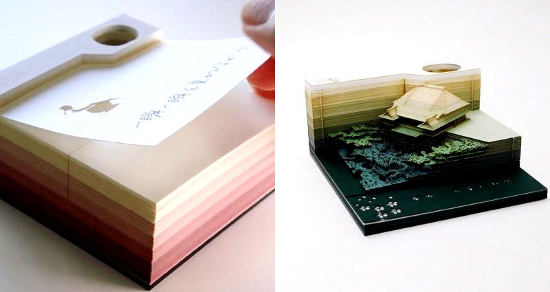 Japanese Stationery Pad Reveals a Beautiful Temple the More You Use It