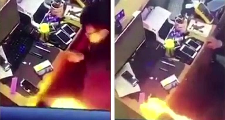 Phone Battery Bursts into Flames During Repair in China