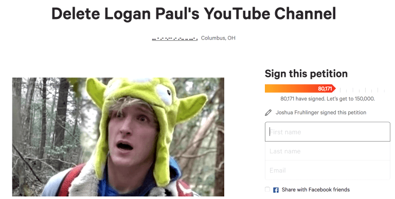 Over 80,000 People Petition to Delete Logan Paul’s YouTube Channel