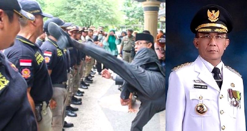 Indonesian Mayor Shows Off ‘Martial Arts Skills’ By Kicking Cops in the Chest