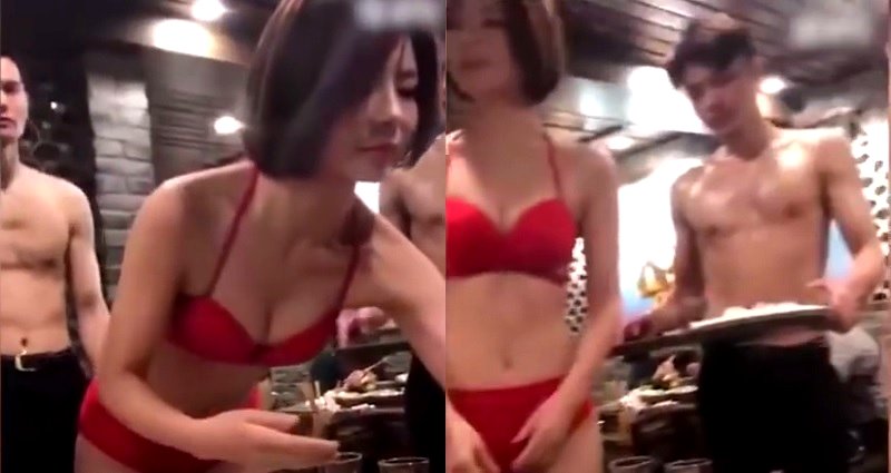 Hot Pot Restaurant Goes Viral After Hiring Shirtless Hunks, Bikini Babes as Servers