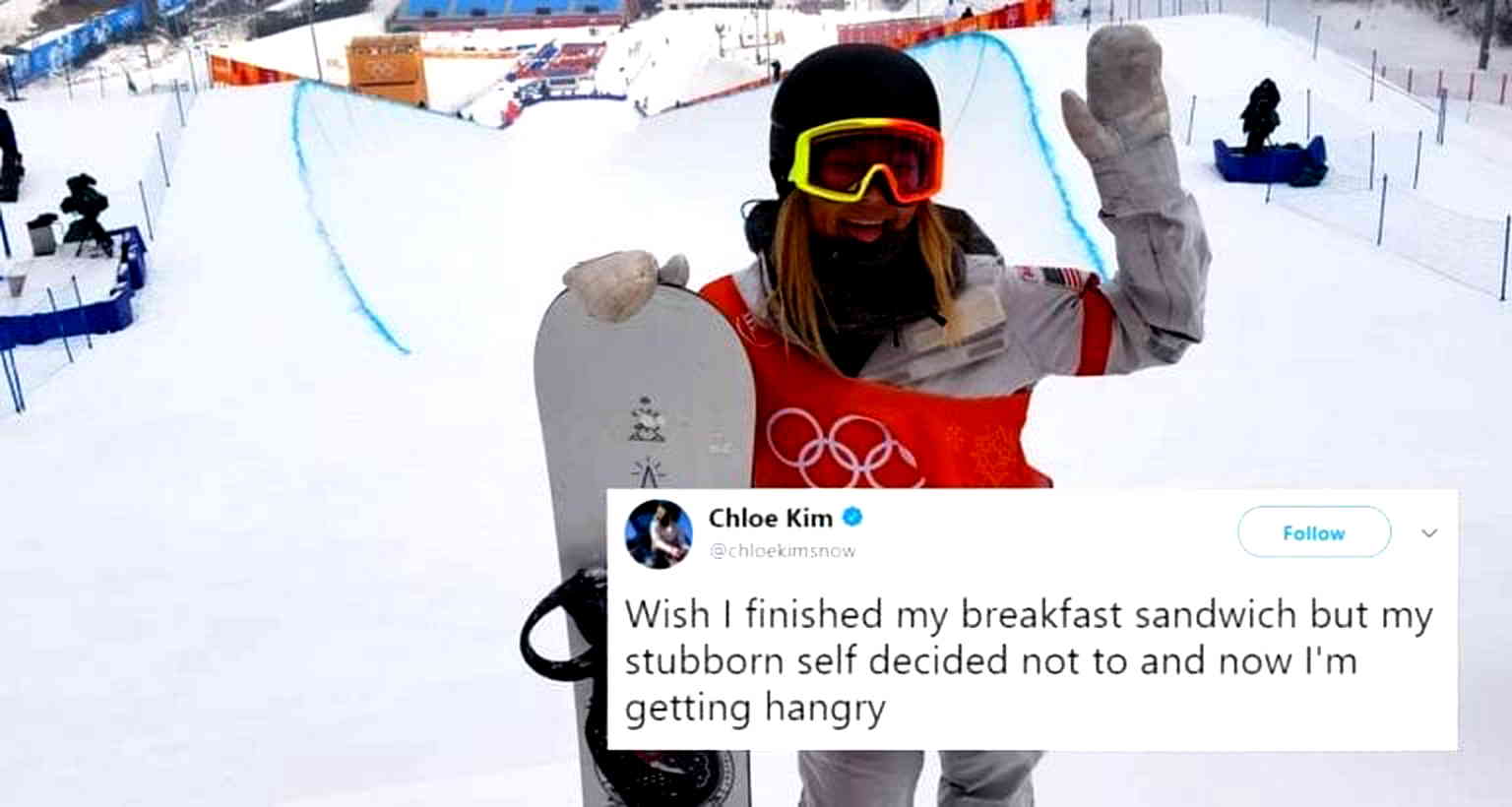 Chloe Kim Tweets About Being Hangry, Then Wins Her First Olympic Gold Medal