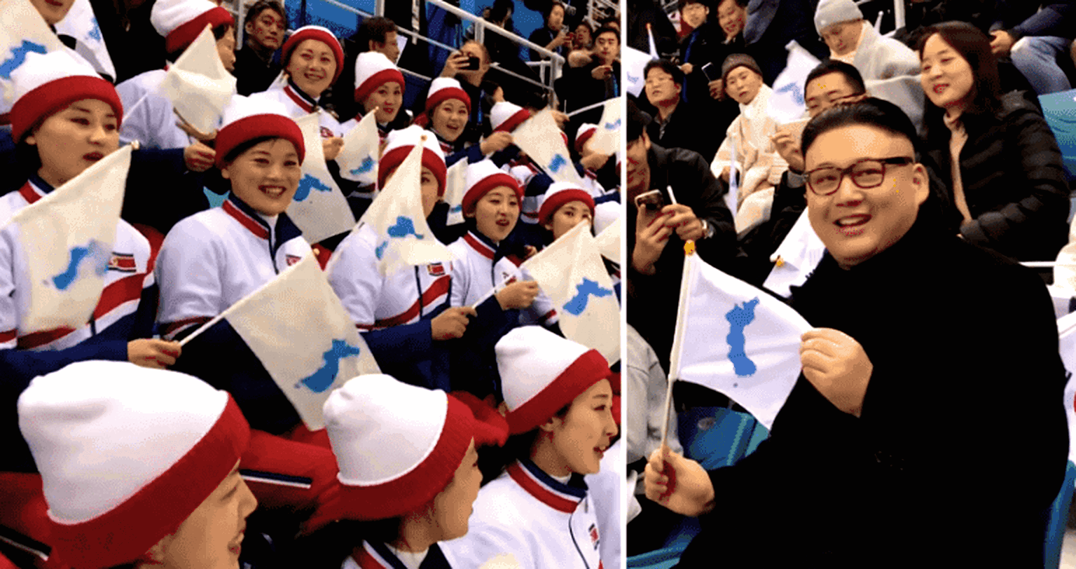 North Korean Cheerleaders Get Triggered When Kim Jong Un Impersonator Walks By