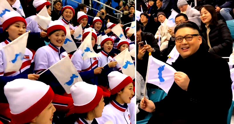 North Korean Cheerleaders Get Triggered When Kim Jong Un Impersonator Walks By