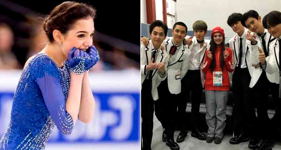 Evgenia Medvedeva Finally Meets K-Pop Group EXO at the Winter Olympics