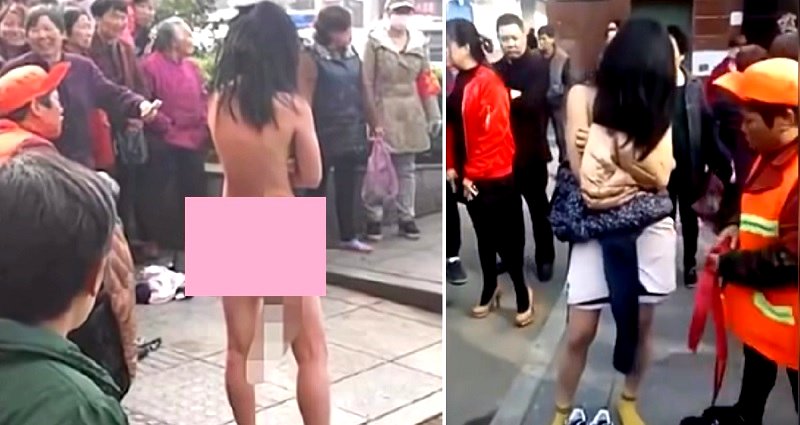 Suspected Thief Strips Naked in China to Confuse Crowd and Avoid Capture
