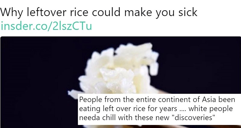 Dear Mainstream Media, Leftover Rice is Not That Bad For You, Sincerely Asians