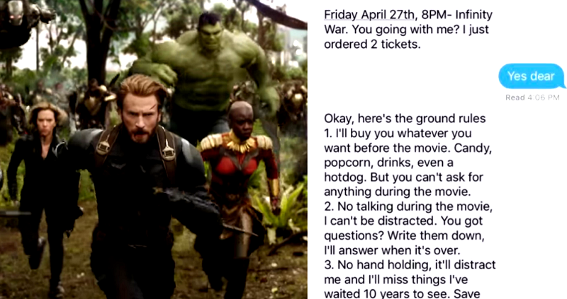 Marvel Fan Sets 6 ‘Ground Rules’ Before Taking His Girlfriend To See ‘Avengers: Infinity War’