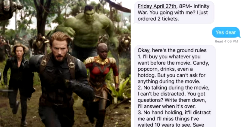Marvel Fan Sets 6 ‘Ground Rules’ Before Taking His Girlfriend To See ‘Avengers: Infinity War’