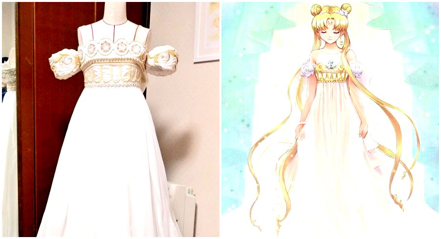 Sailor Moon Fan NAILS Princess Serenity Wedding Dress for Her Friend