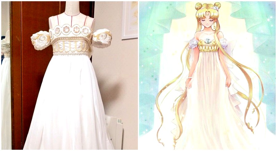 Sailor Moon Fan NAILS Princess Serenity Wedding Dress for Her Friend