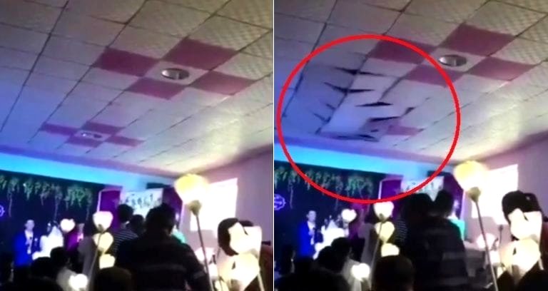 Bride in China Tosses Bouquet, Literally Brings the House Down