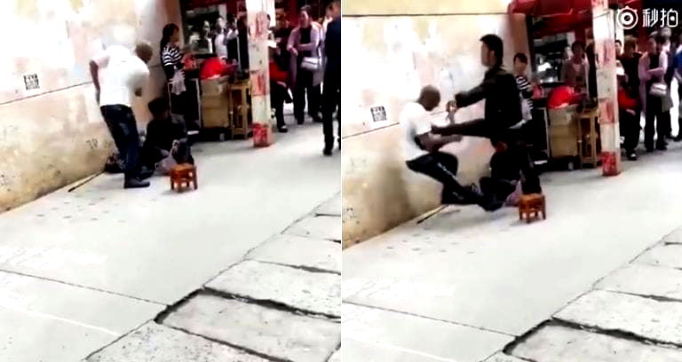 Man Beats Beggar in China, Gets Swift Kick From Karma