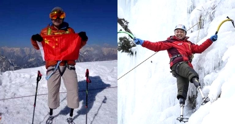 Elderly Chinese Man With No Legs Finally Climbs Mount Everest After Trying for 40 Years
