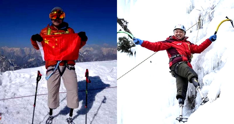 Elderly Chinese Man With No Legs Finally Climbs Mount Everest After Trying for 40 Years