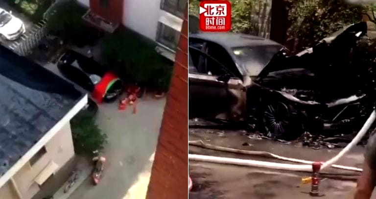 Man’s Brand New BMW Caught on Fire in China, Children Suspected Behind Incident