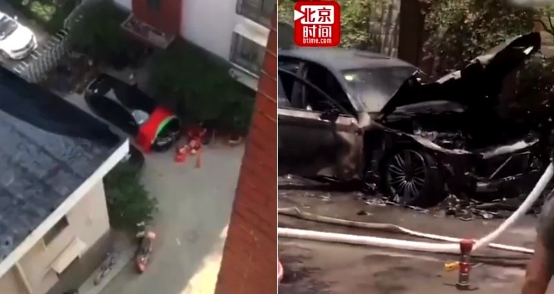 Man’s Brand New BMW Caught on Fire in China, Children Suspected Behind Incident