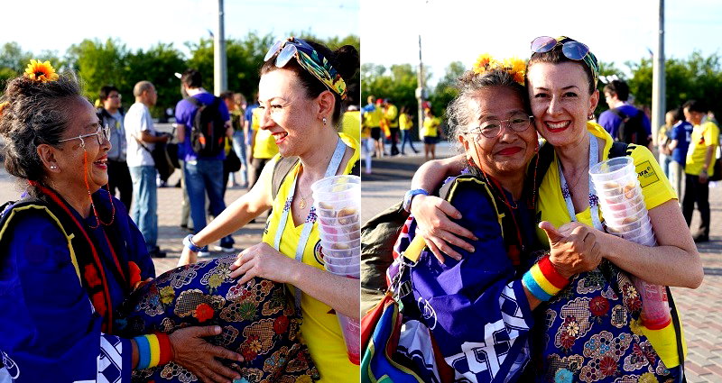 Japanese Granny Gives Lucky Kimono To Colombian Fan After Japan Wins