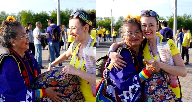 Japanese Granny Gives Lucky Kimono to Colombian Fan After Japan Wins World Cup Match