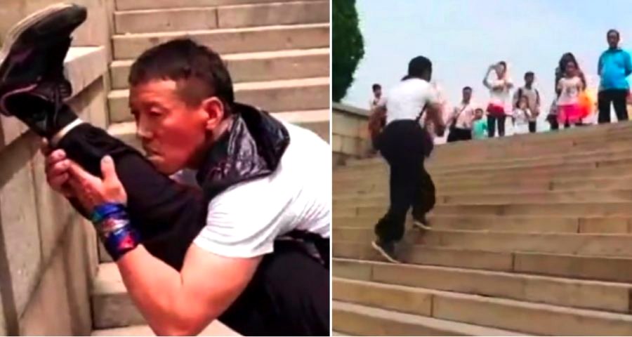 Chinese Man Trains to Break Guinness World Record of Being the Fastest Person to Run Backwards