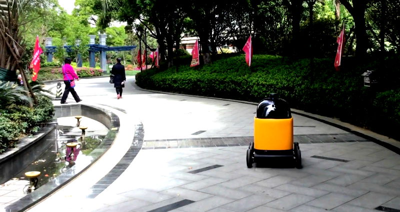 China is Now Using These Yellow Robots to Deliver Packages to People