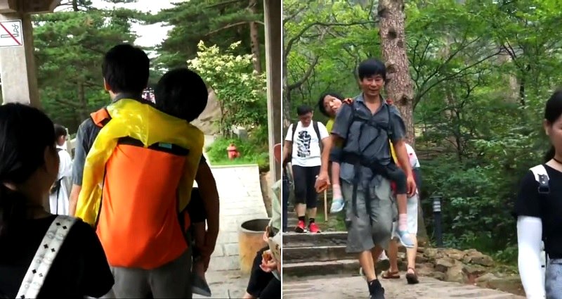 Chinese Man Travels in Asia Carrying Disabled Wife So She Doesn’t Have to ‘Leave with Regrets’