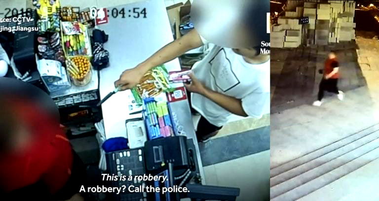 Badass Female Cashier Chases Off Robber Who Threatened Her With a Knife