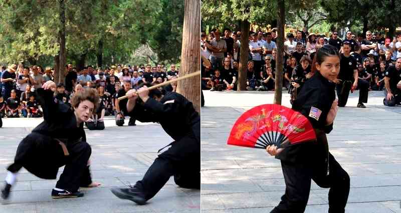 American Students Show Off Their Kung Fu Skills at Shaolin Temple in China