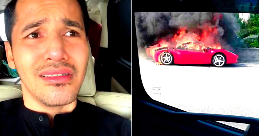 Malaysian Entrepreneur Records Himself Crying As His Ferrari Burns on the Highway