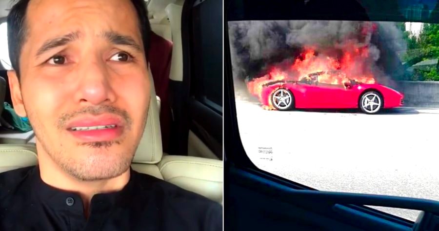 Malaysian Entrepreneur Records Himself Crying As His Ferrari Burns on the Highway