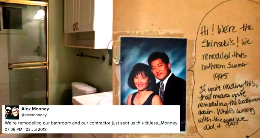 Bay Area Couple Discovers Adorable Hidden Message While Redoing Their Bathroom