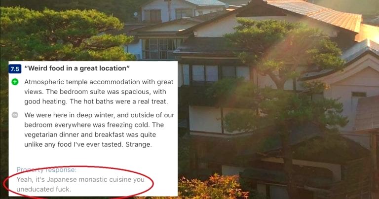Japanese Monk Savagely Berates Tourists Who Post Bad Reviews of Buddhist Temple Guest House