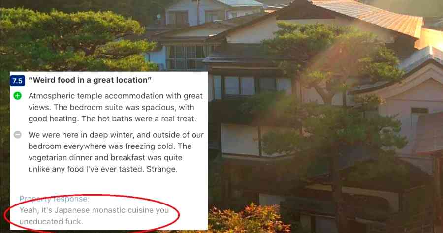 Japanese Monk Savagely Berates Tourists Who Post Bad Reviews of Buddhist Temple Guest House