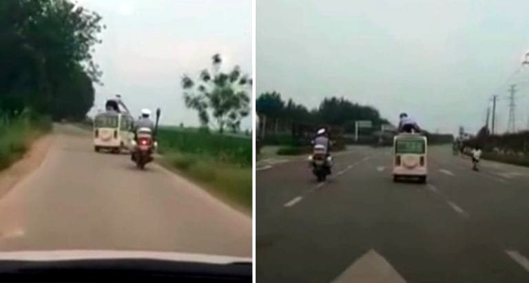Badass Chinese Cop Jumps on Top of a Fleeing Vehicle During a 7-Mile Chase