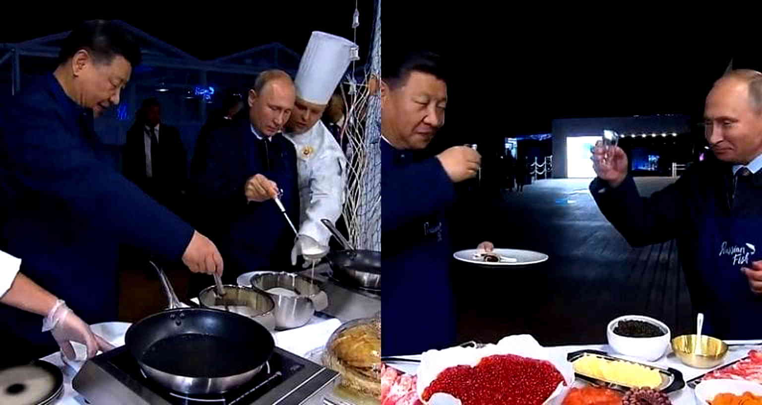 Vladimir Putin and Xi Jinping Solidify Bromance By Cooking Russian Pancakes With Caviar