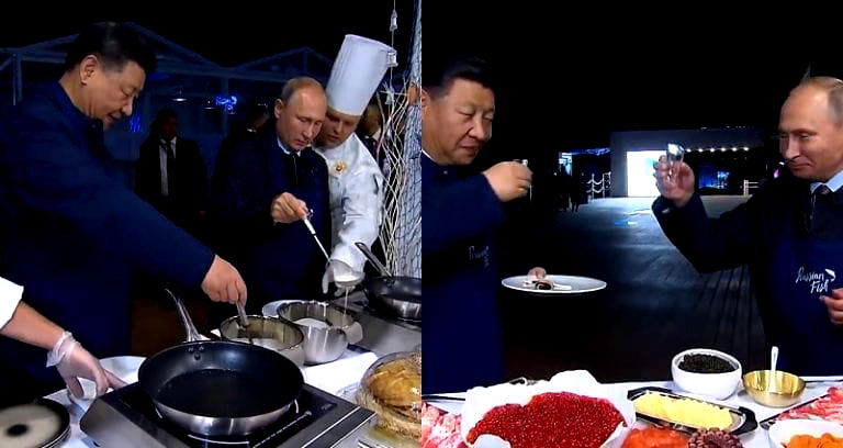 Vladimir Putin and Xi Jinping Solidify Bromance By Cooking Russian Pancakes With Caviar