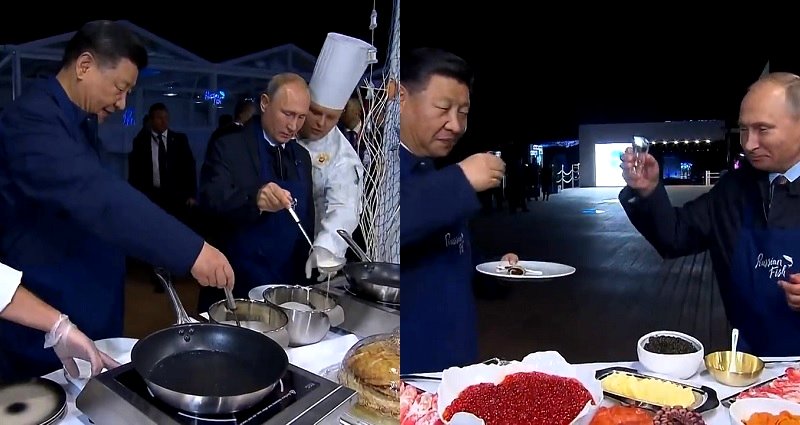Vladimir Putin and Xi Jinping Solidify Bromance By Cooking Russian Pancakes With Caviar