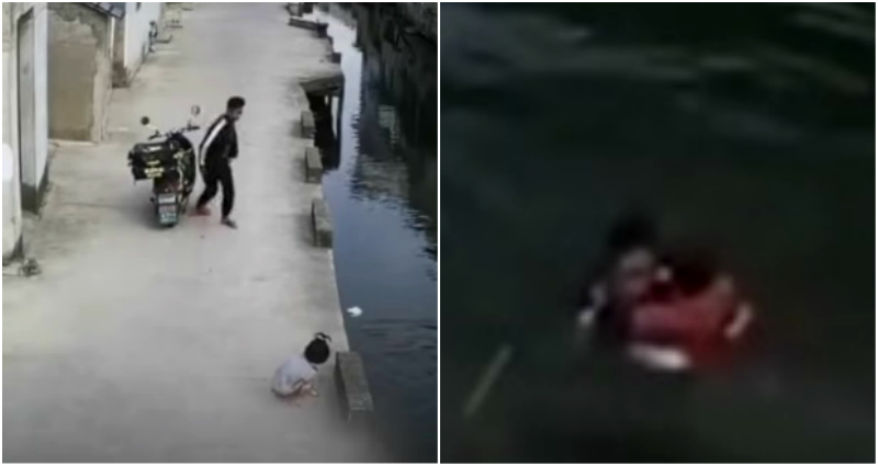 Chinese Delivery Man Stops to Save Little Girl from Drowning in River