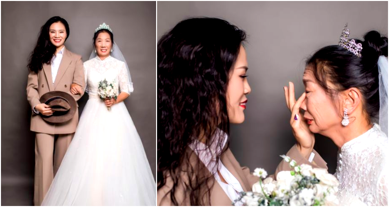 Woman Becomes a ‘Groom’ to Take Wedding Photos Widowed Mom Never Had