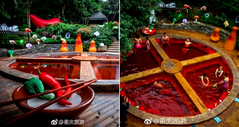 This Hot Spring in China Literally Looks Like Sichuan Hot Pot