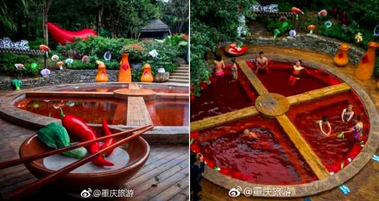 This Hot Spring in China Literally Looks Like Sichuan Hot Pot